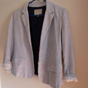 Lucky Brand Gray Stripped Blazer Size 6 Pockets